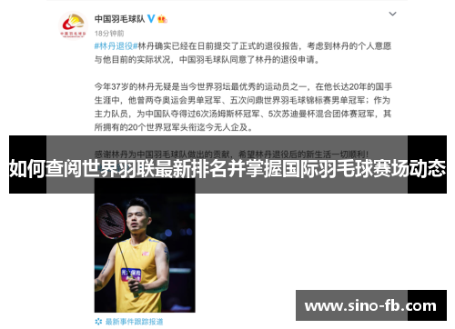 如何查阅世界羽联最新排名并掌握国际羽毛球赛场动态